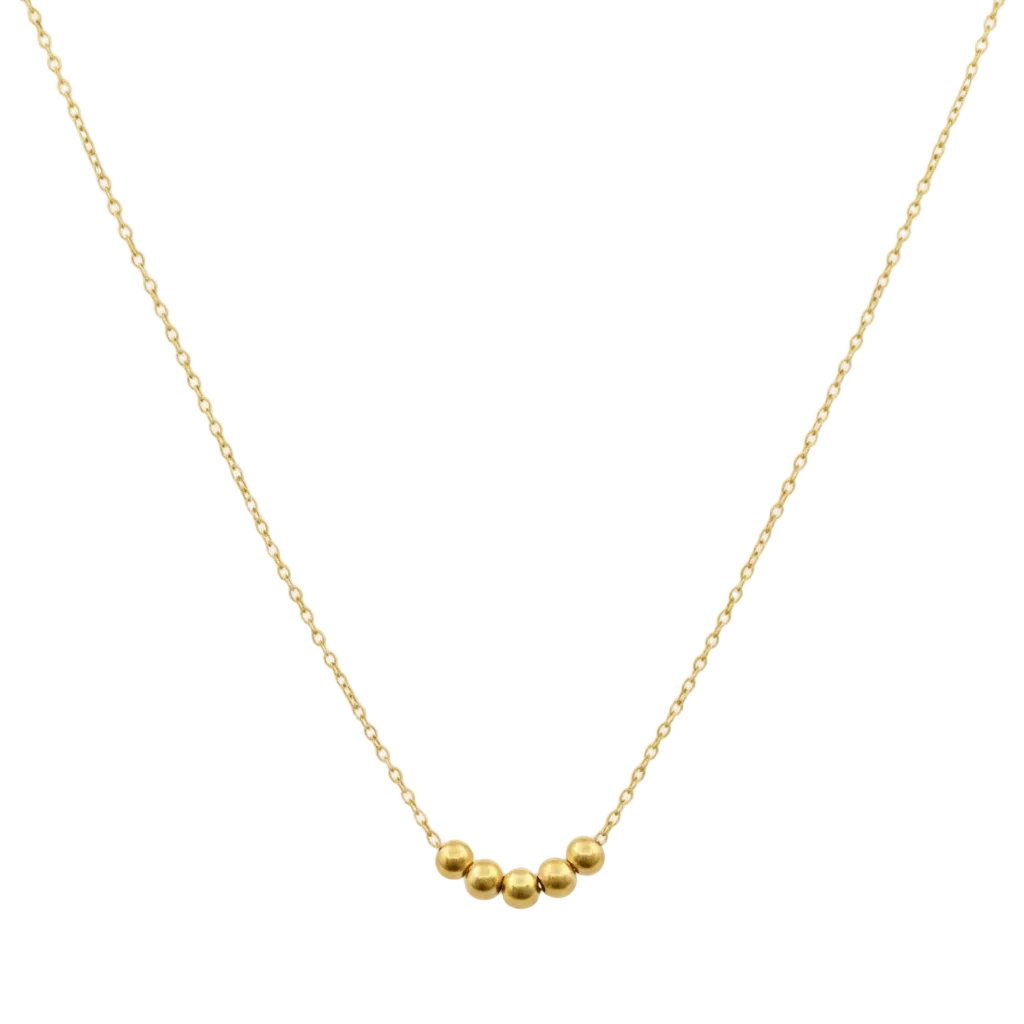 18k Gold 5 Ball Necklace
