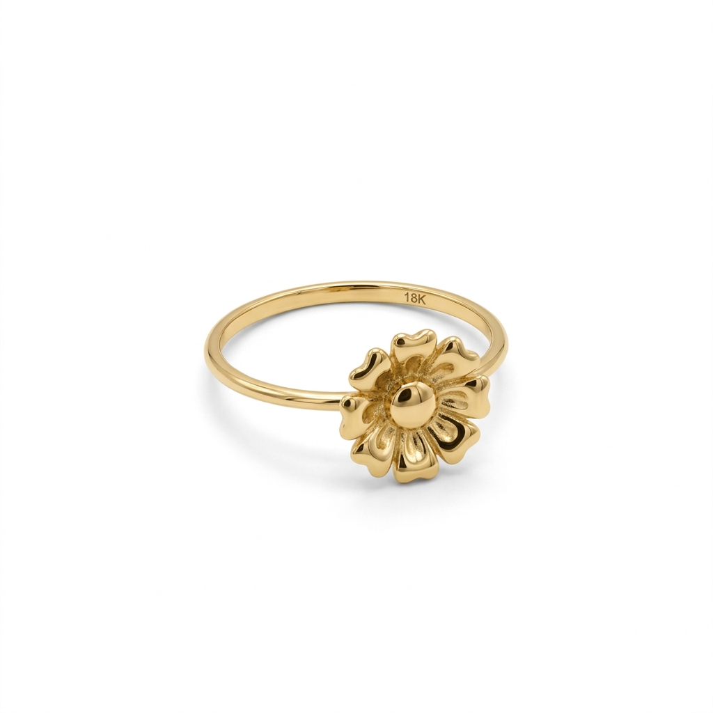 18k Gold Flower Petal Ring