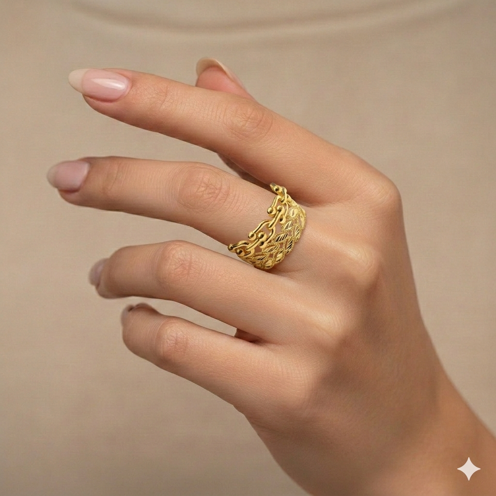 18k Gold Leaf Tiffany Ring