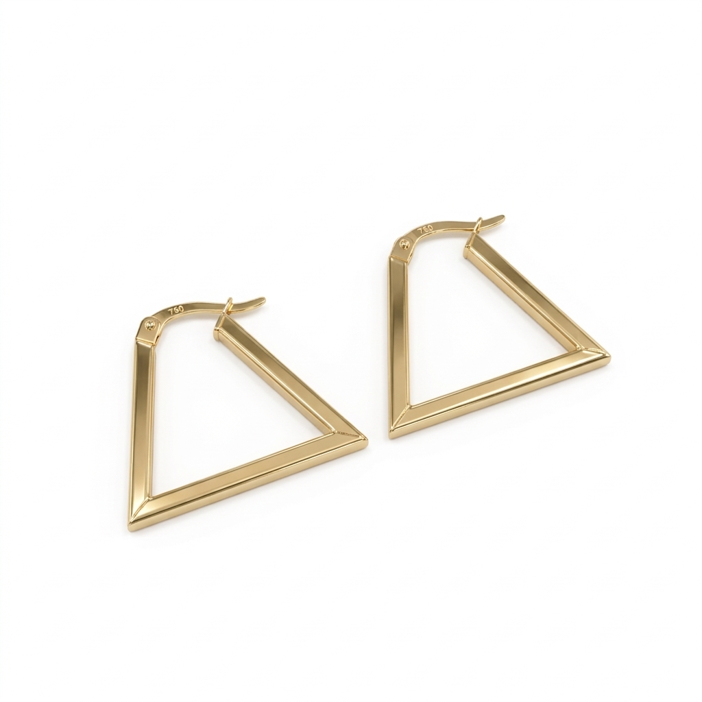 18k Gold 4 Sided Loop Earrings