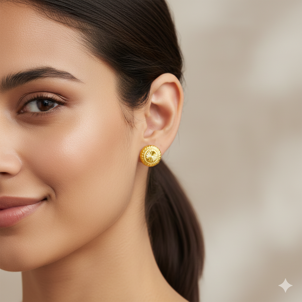 18K Real Gold Sunflower Screw Earrings