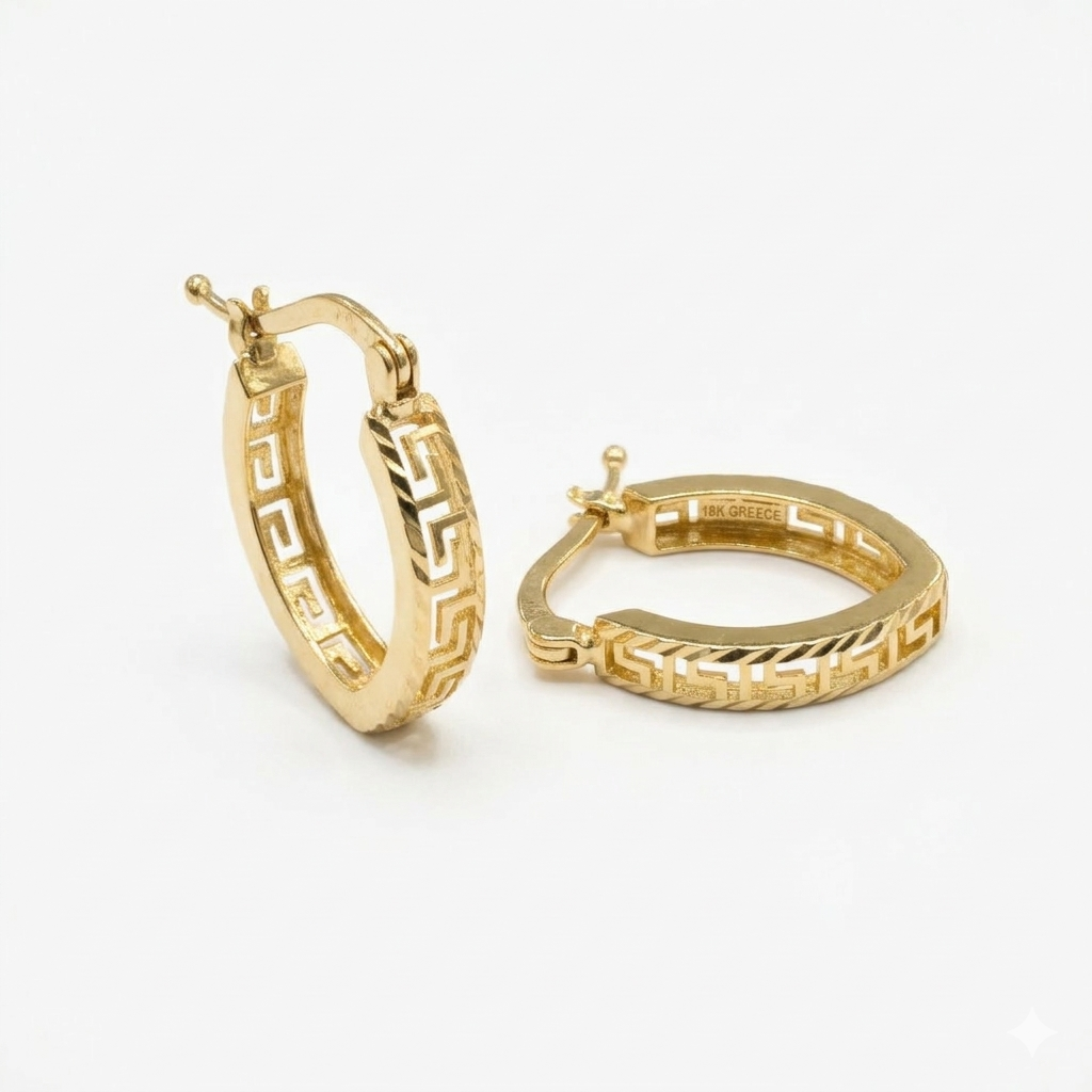 18k Gold V Shape Loop Earrings