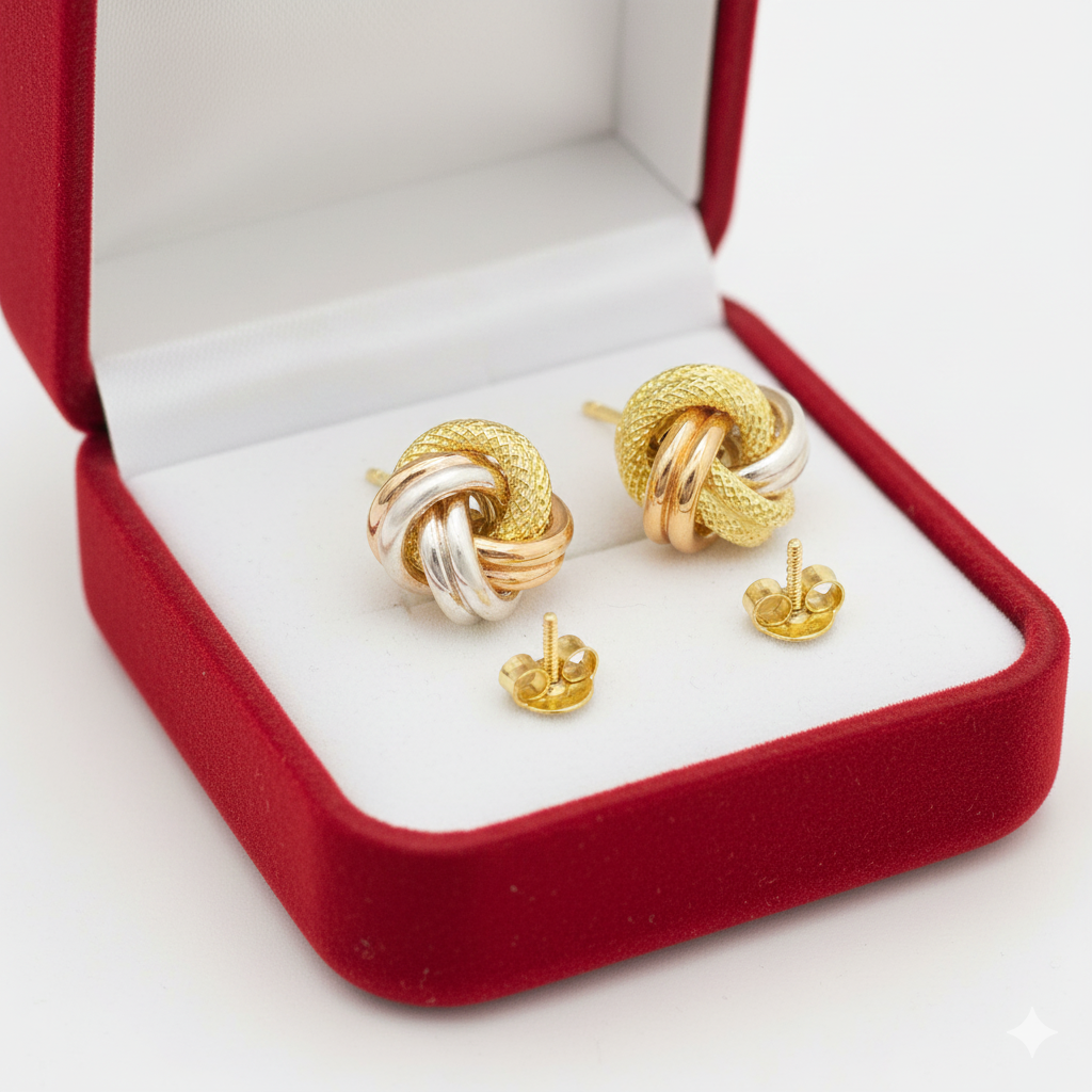 18K Real Gold Loveknot Earrings