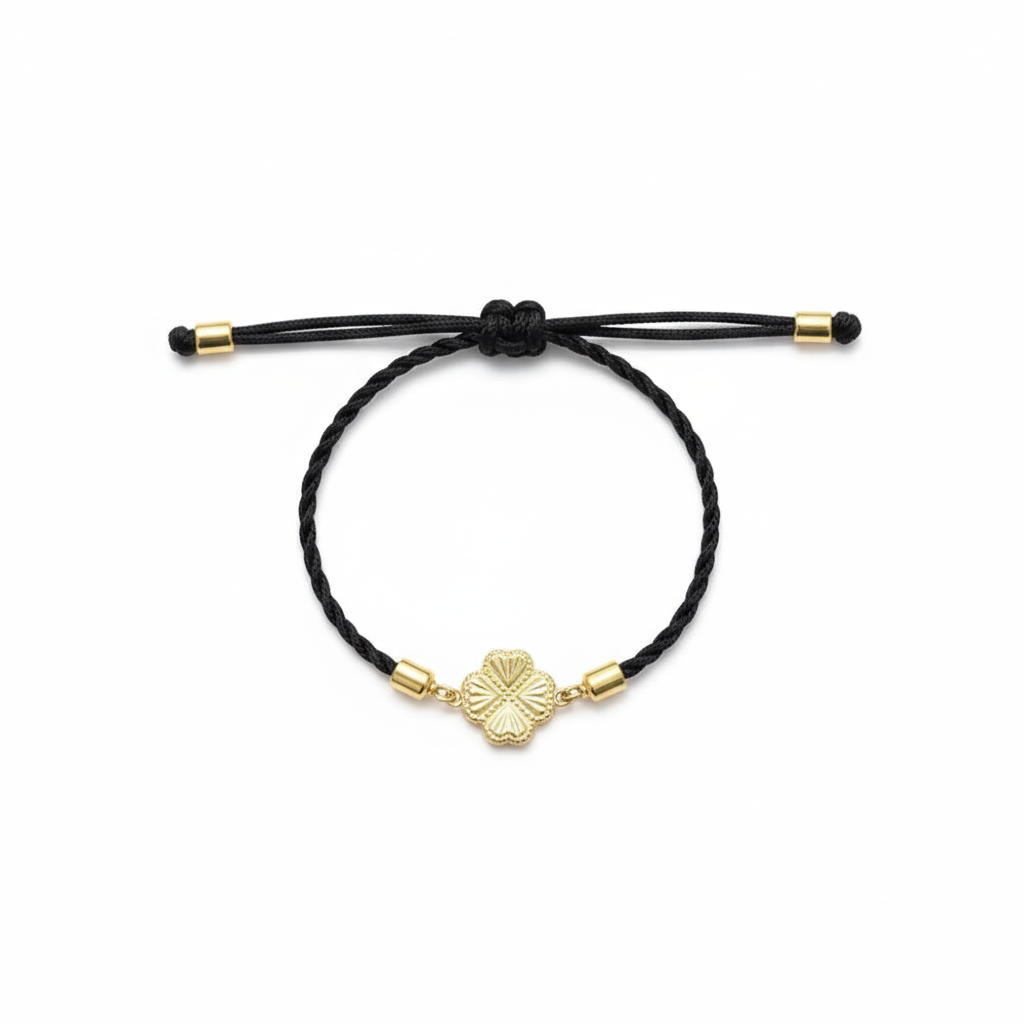 18K Real Gold Sunflower Style Lucky Charm Bracelet