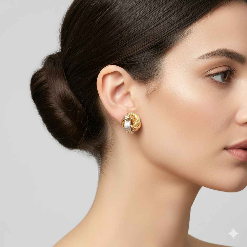 18K Real Gold Loveknot Earrings