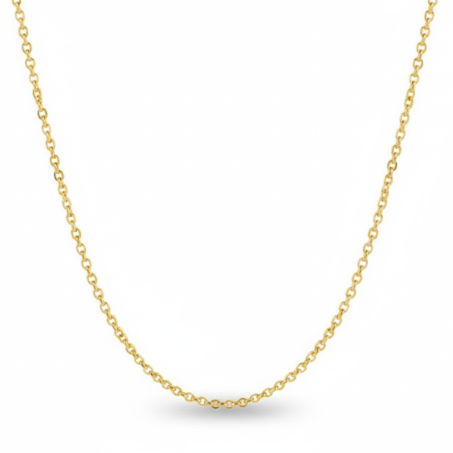 Gold chain necklace on a white background