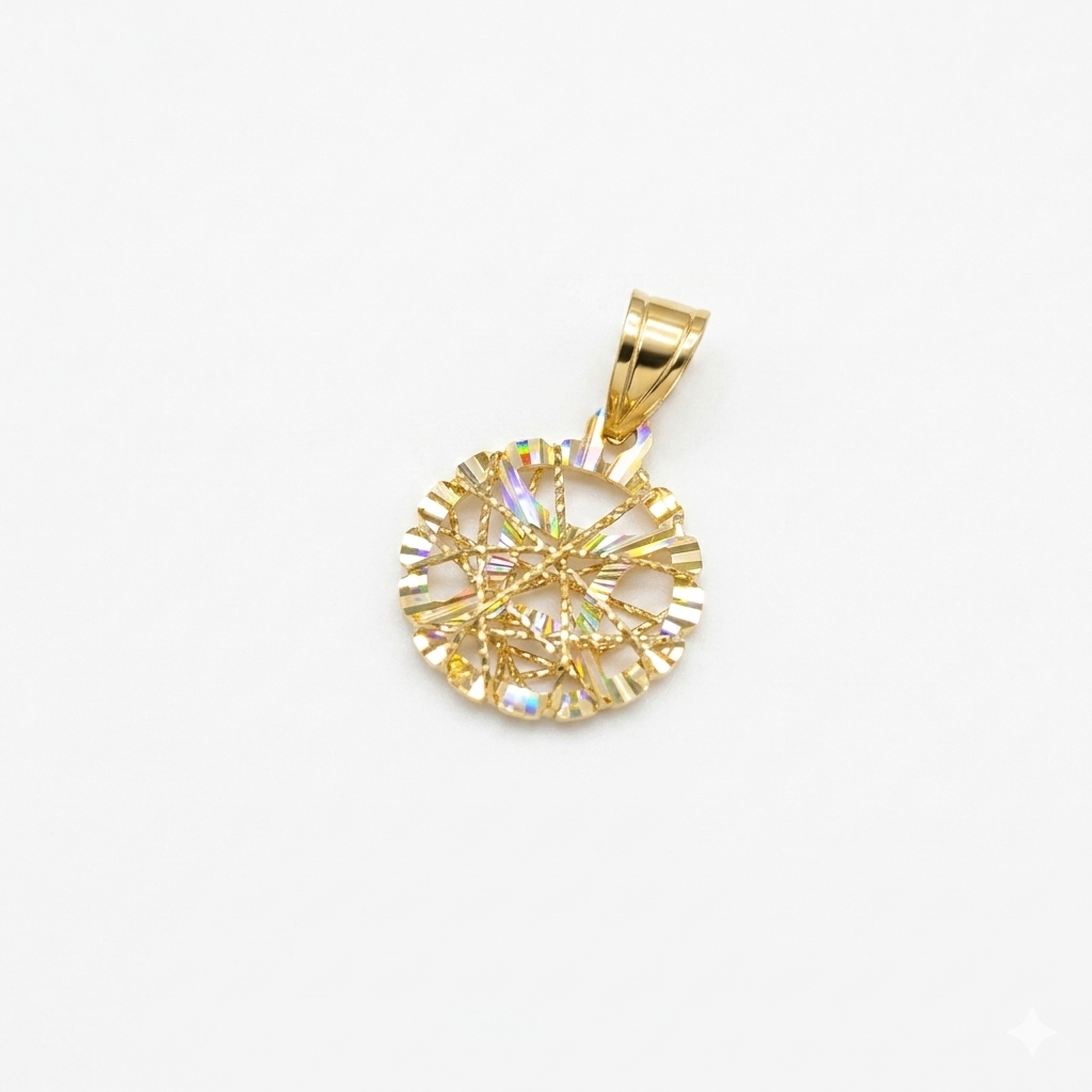18k Gold Diamond Round Pendant