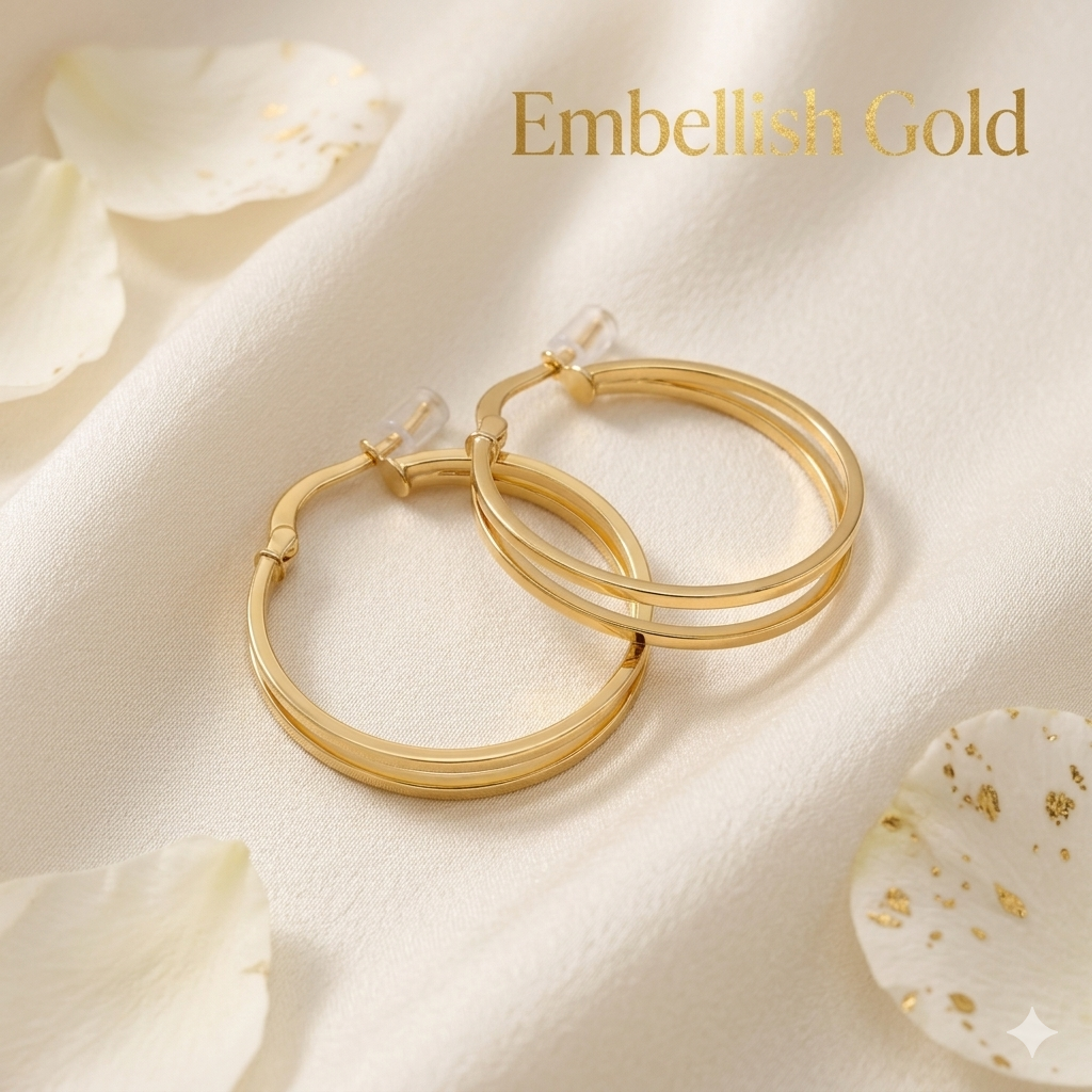 18k Gold 2 Line Loop Earrings