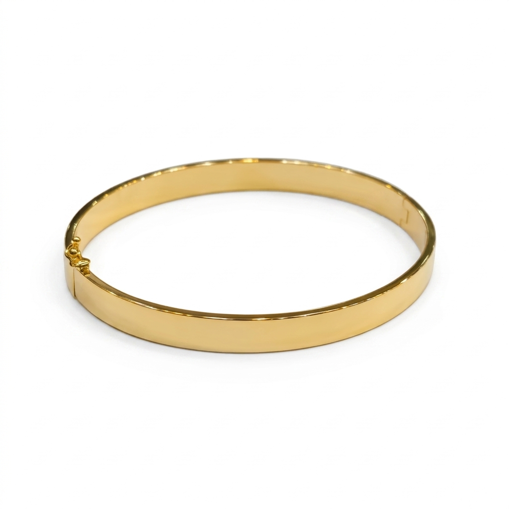 18k Gold Thin Flat Simple Bangle