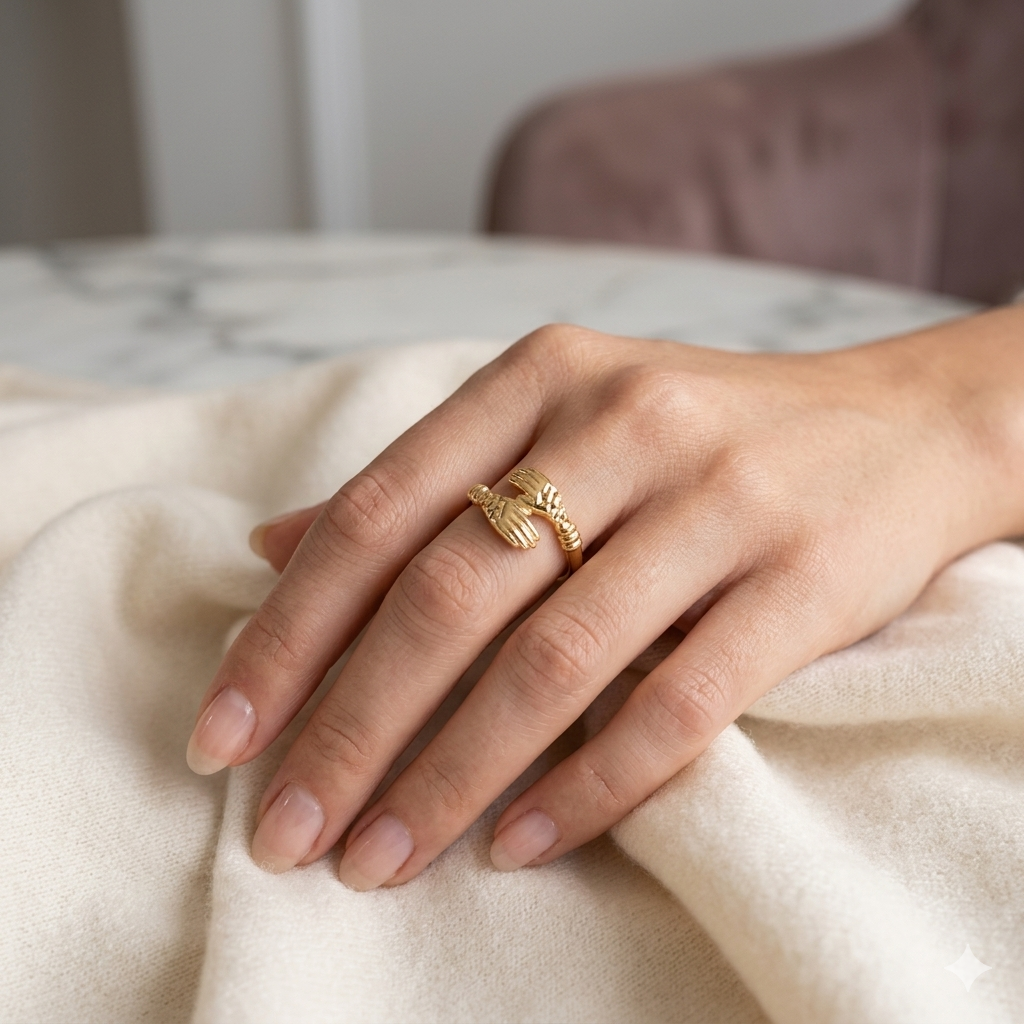 18k Gold 2 Sided Hamsa Ring