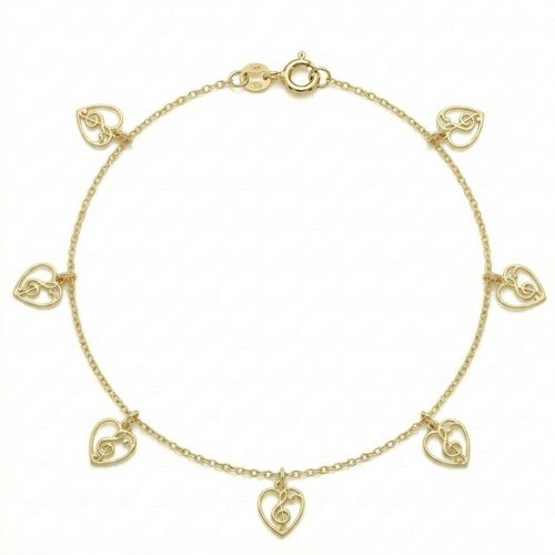 18k Gold 7 Heart G-clef Bracelet