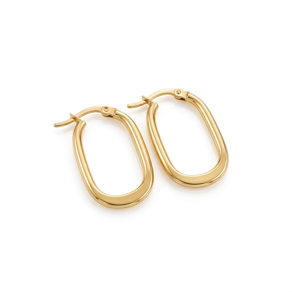 18k Gold Cylinder Loop Earrings