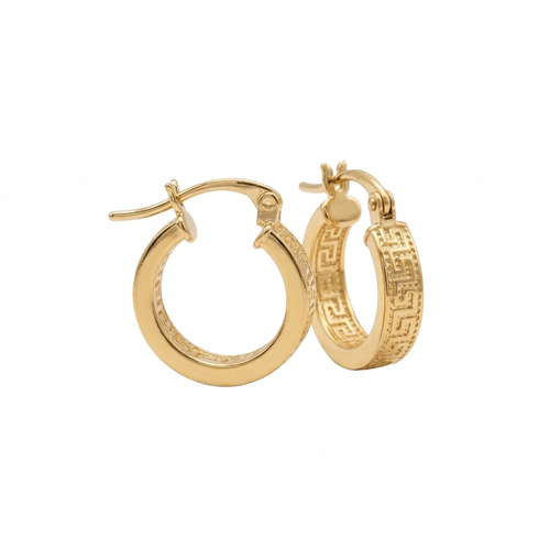 18k Gold Circle Maze Loop Earrings