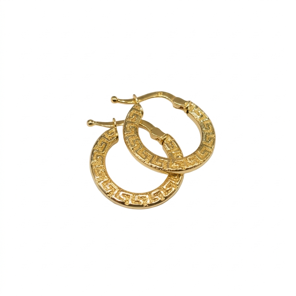 18k Gold Flat Maze Loop Earrings