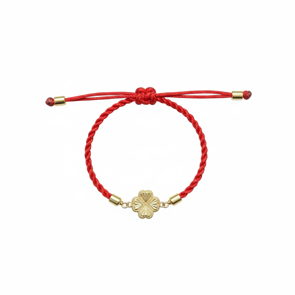 18K Real Gold Sunflower Style Lucky Charm Bracelet