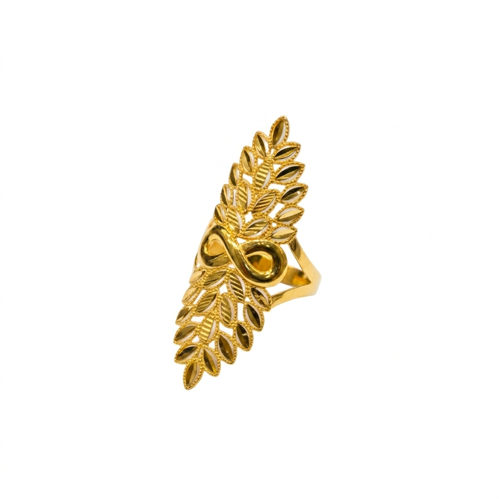18k Gold Infinity Leaf Ring