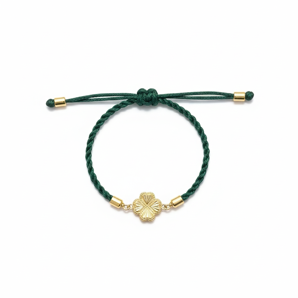 18K Real Gold Amazing Heart Flower Charm Bracelet