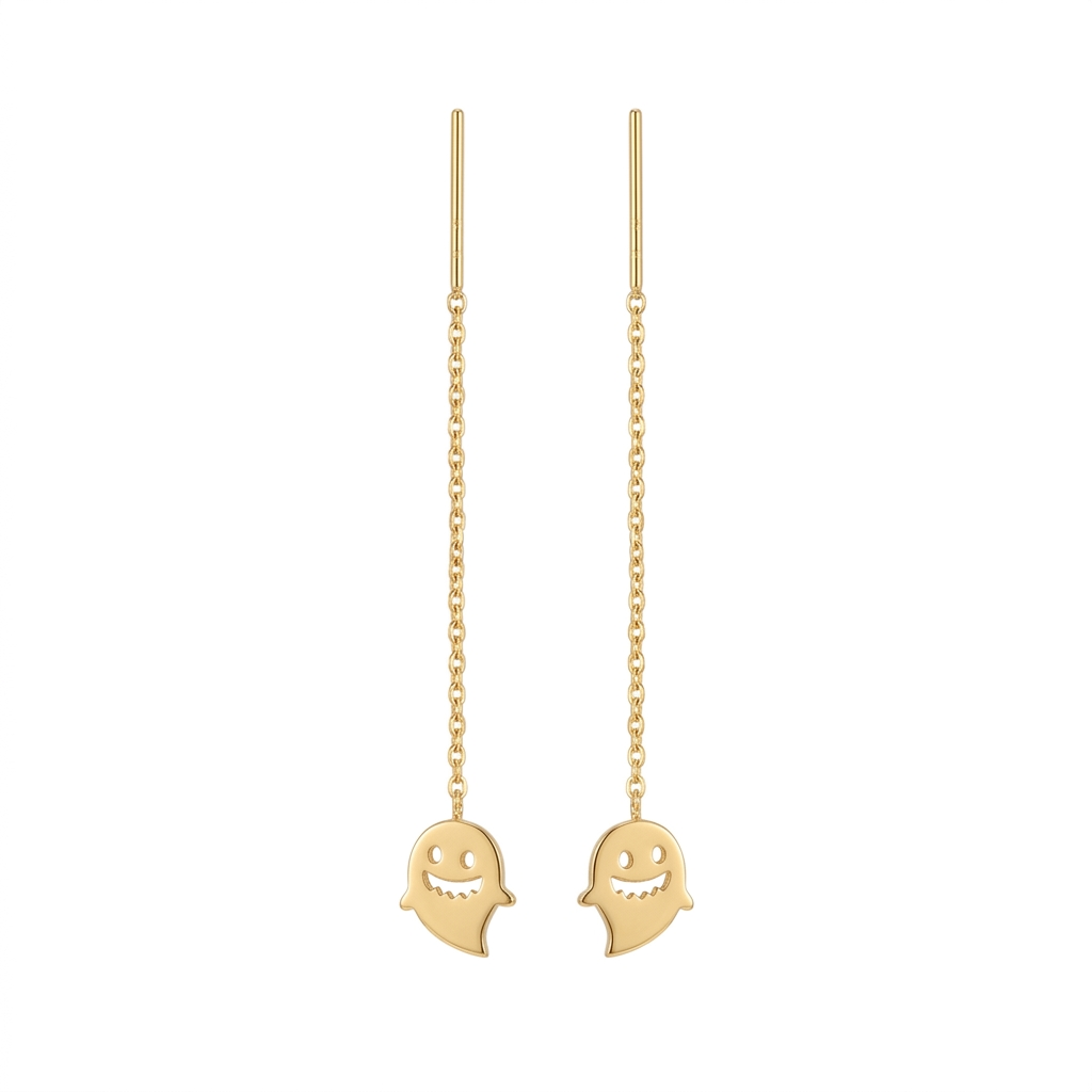 18k Gold Ghost Inspires Tictac Earrings