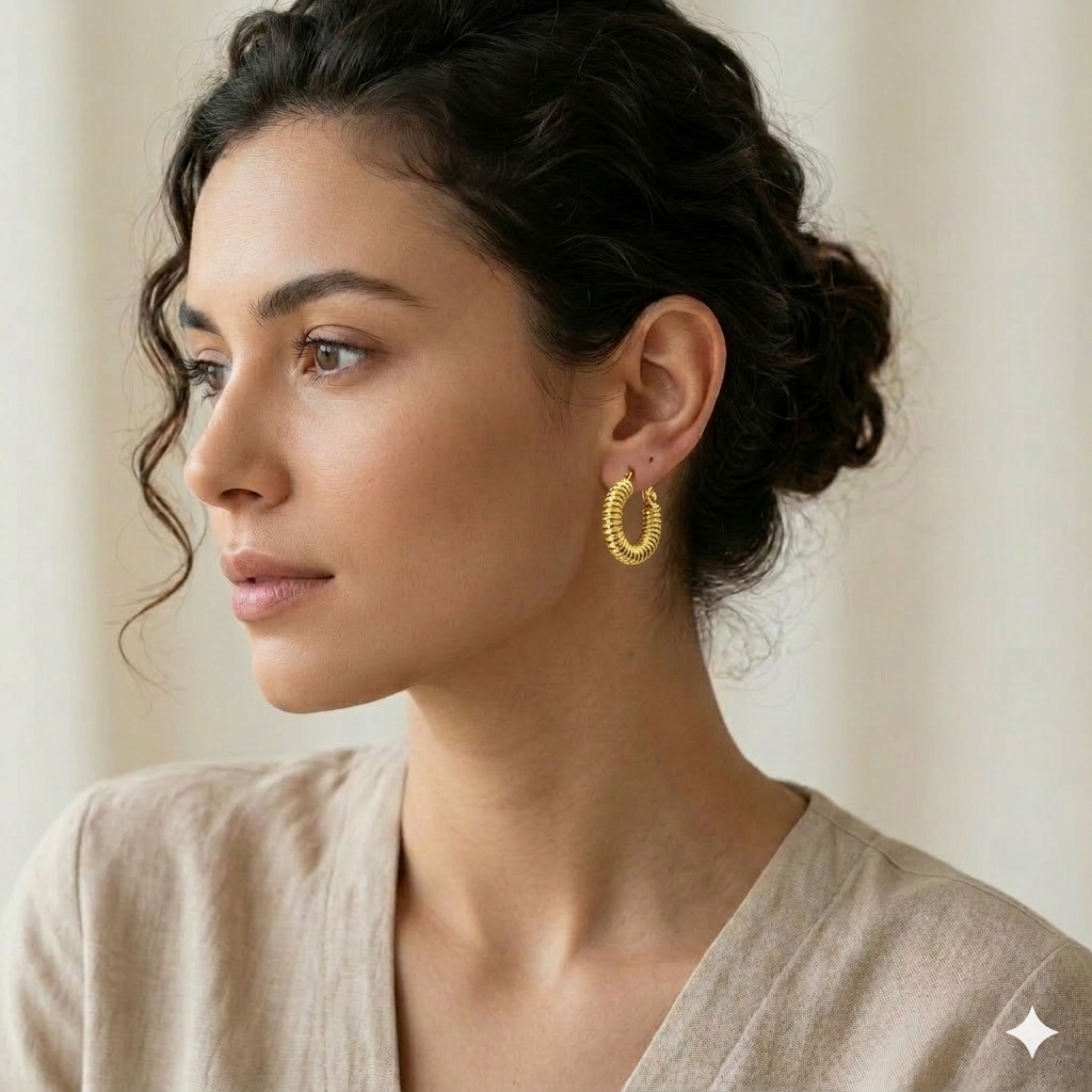 18k Gold Spring Inspired Loop Earrings