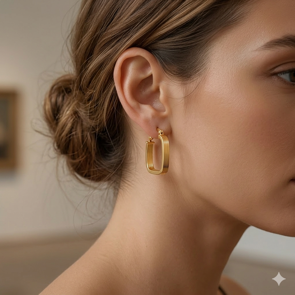18k Gold Square Jewelry Set