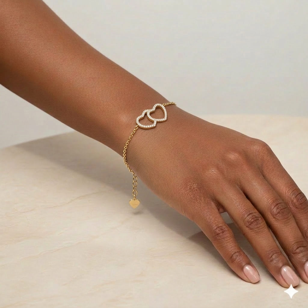 925 Silver Double Heart Bracelet 02