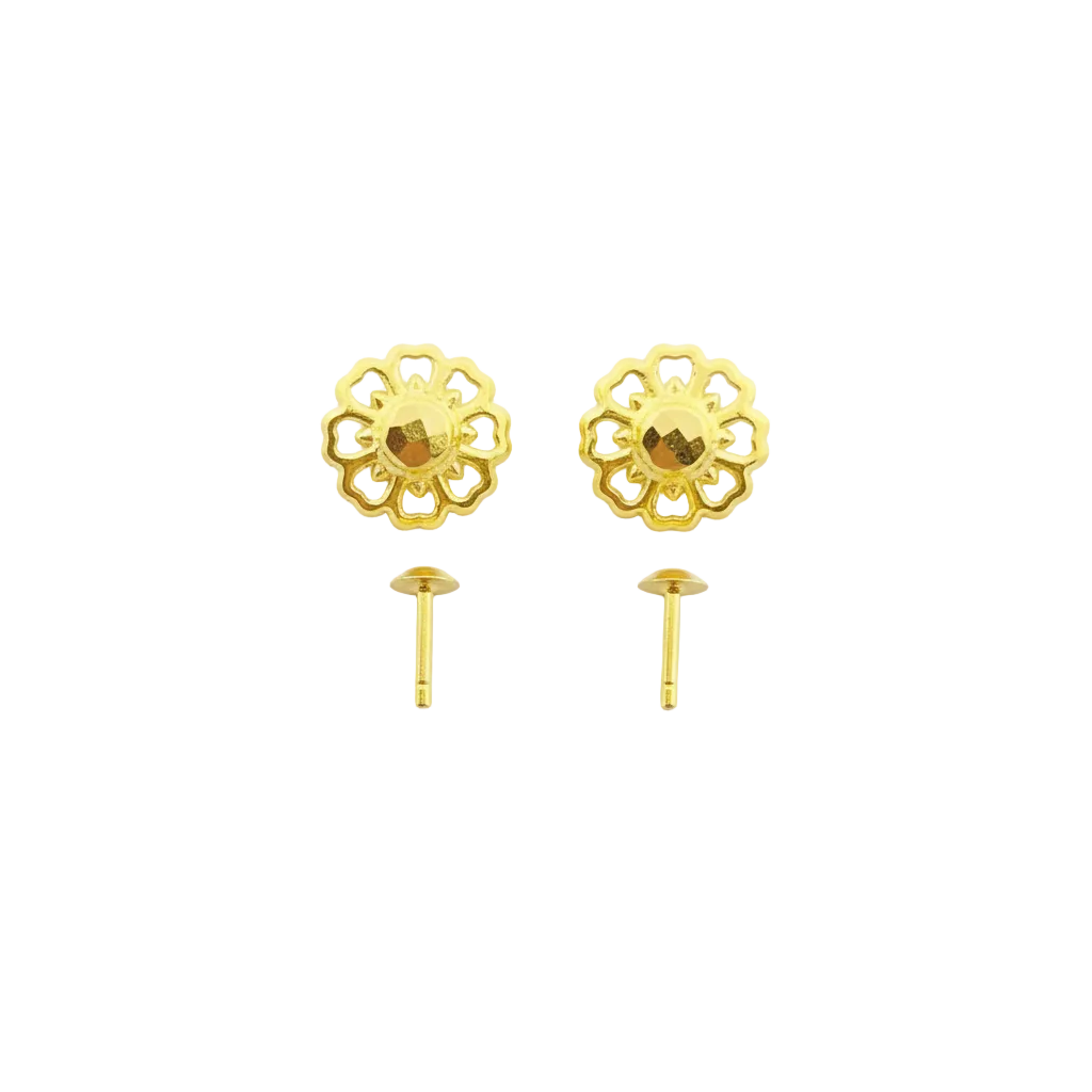 18K Real Gold Spot Flower Earrings
