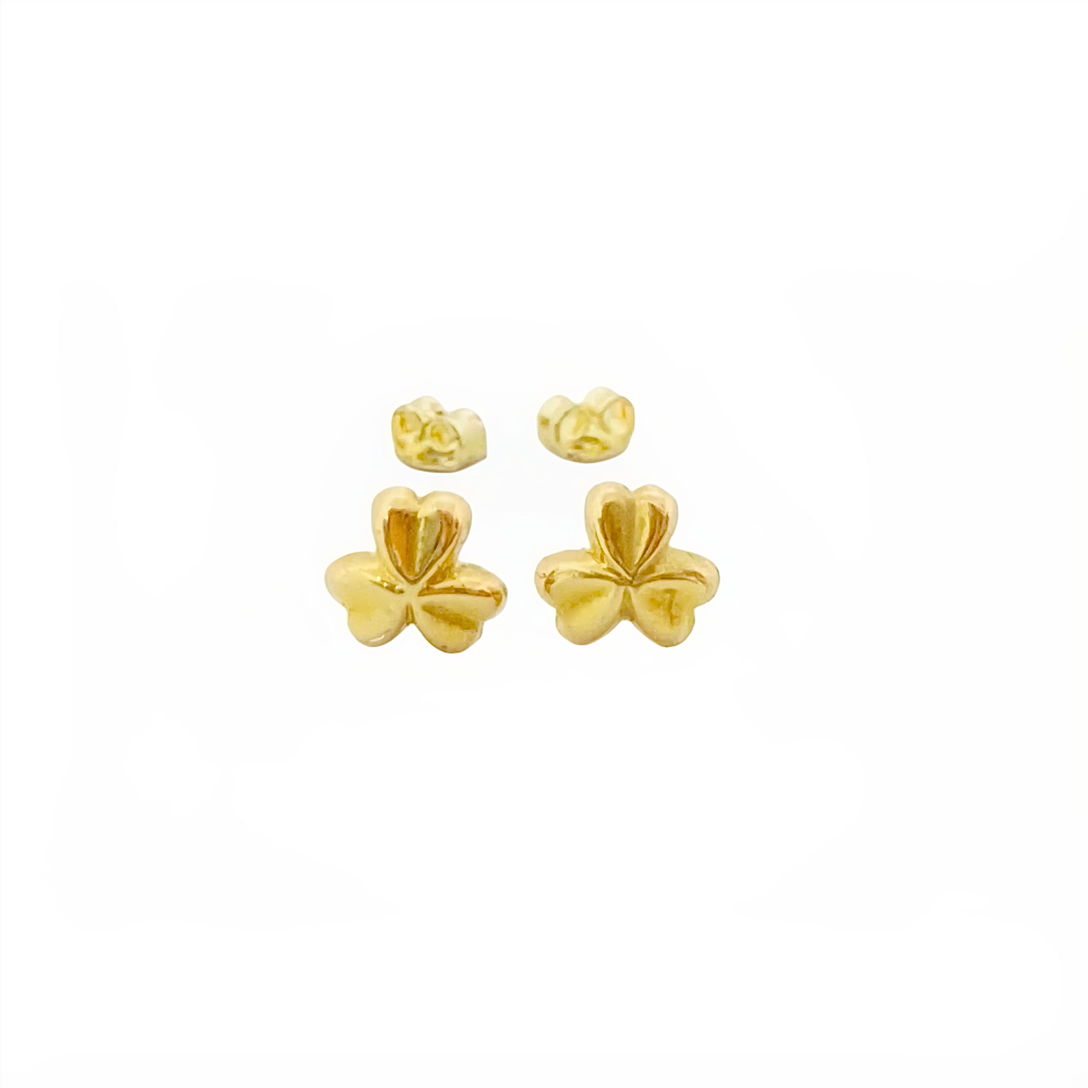 18K Real Gold Three Petal Flower Earrings - Embellish Gold