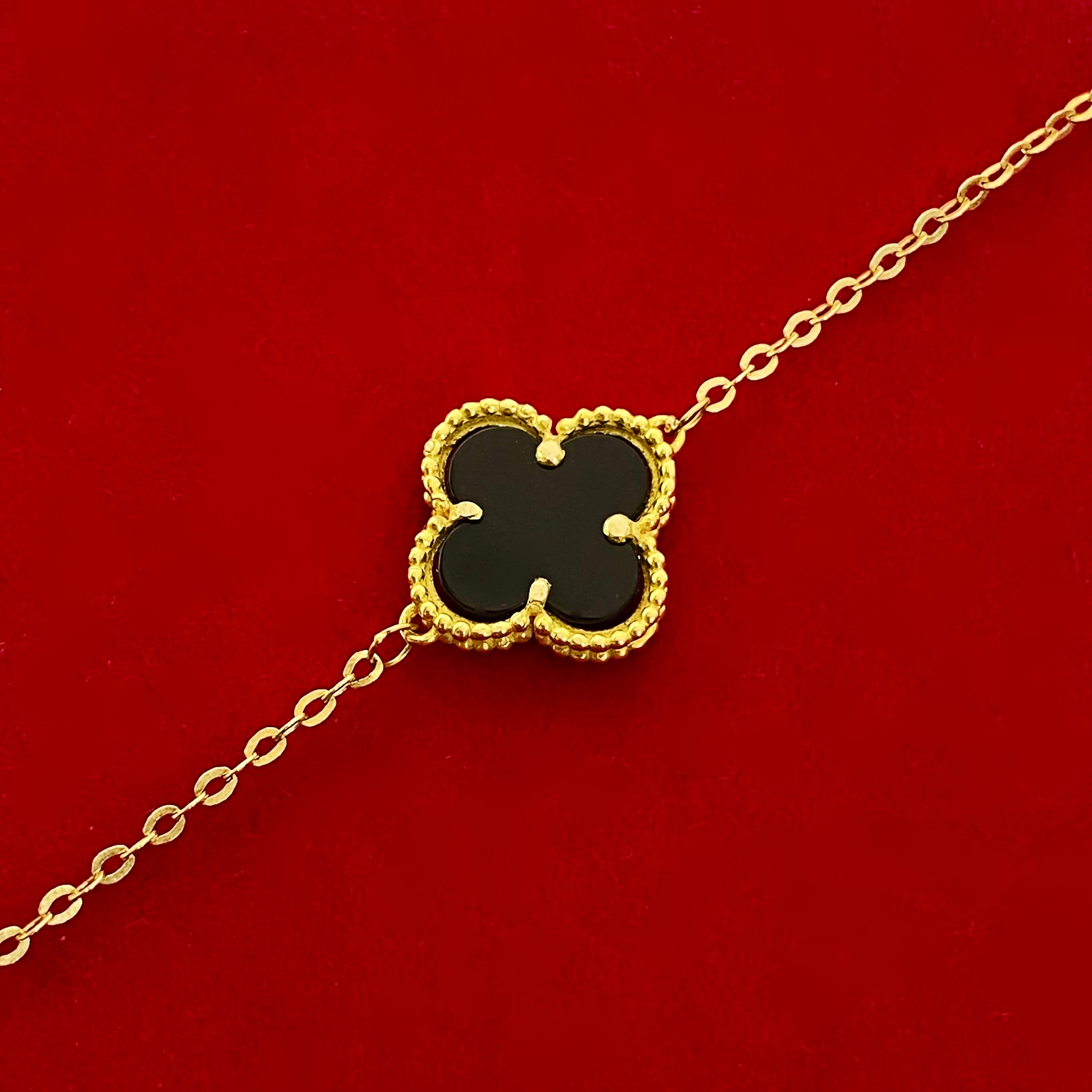 18k Gold Black Clove Flower Bracelet - Embellish Gold