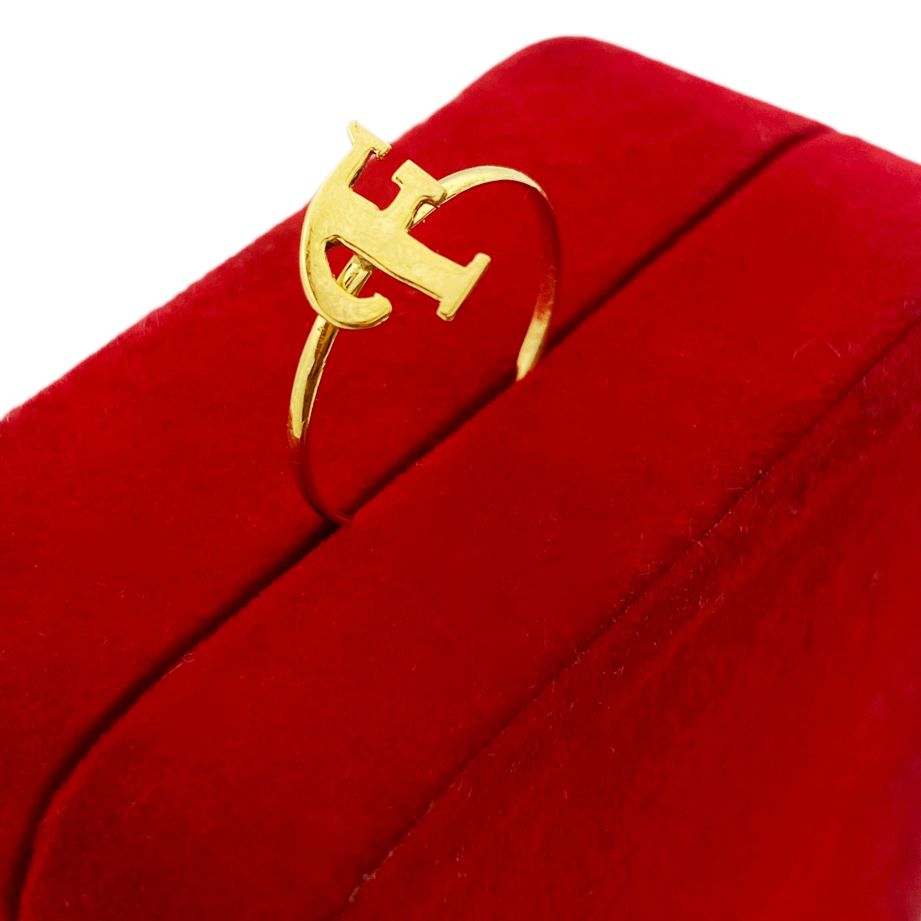 18K Real Gold Customize Letter Ring - Embellish Gold