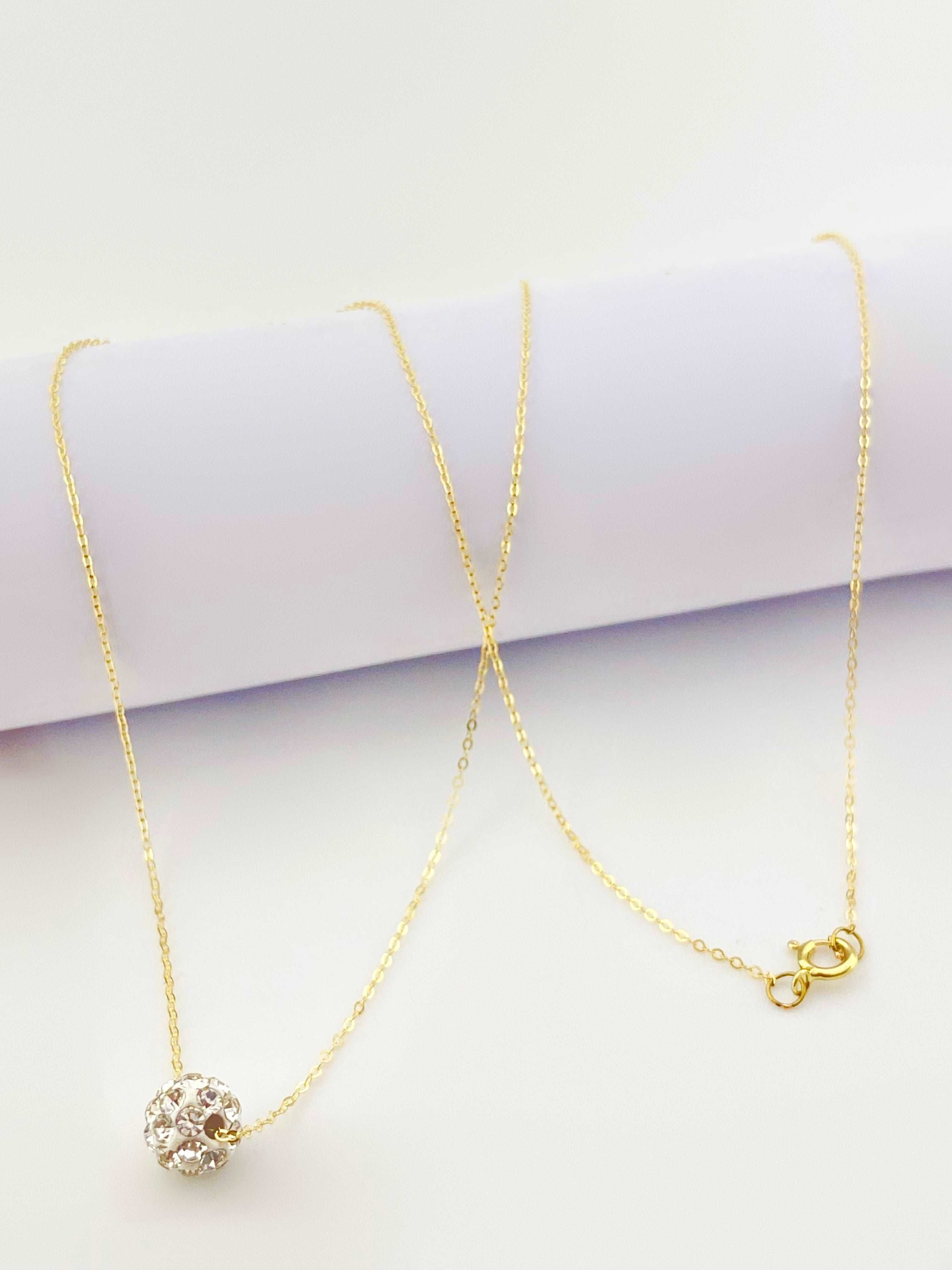 18K Real Gold Swarovski Necklace White - Embellish Gold