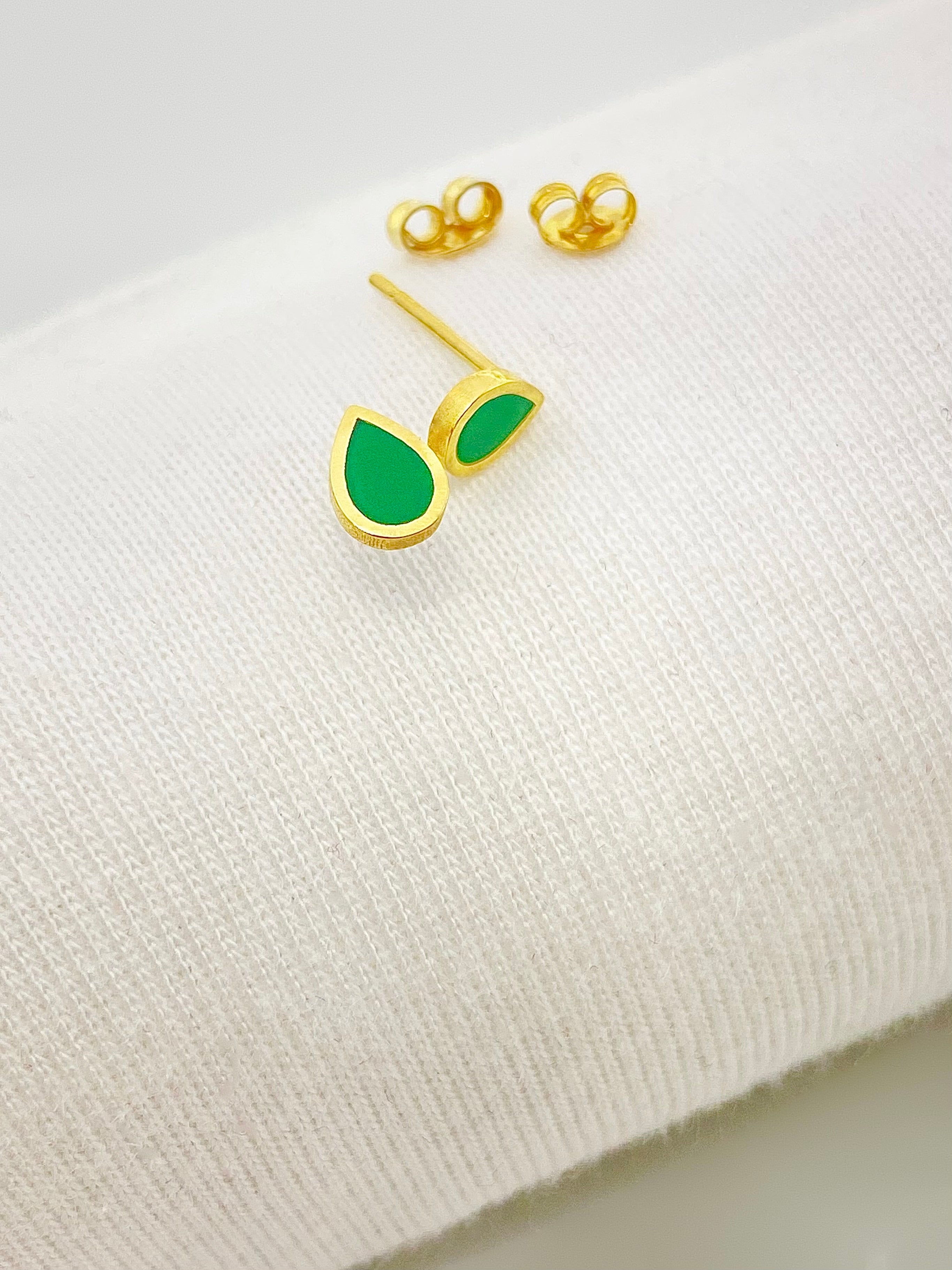 18K Real Gold Green Droplet Earrings - Embellish Gold
