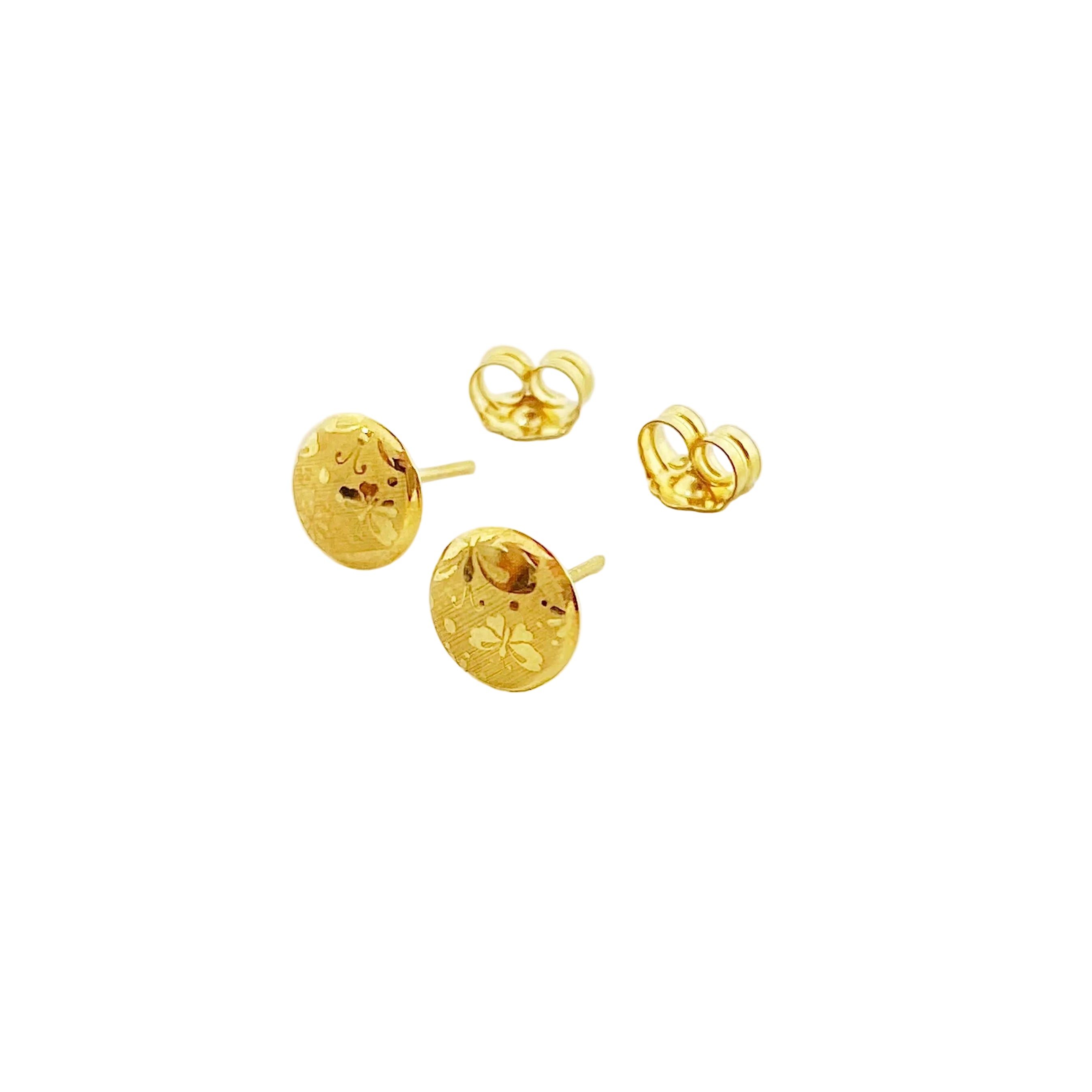 18K Real Gold Butterfly Texture Earrings - Embellish Gold