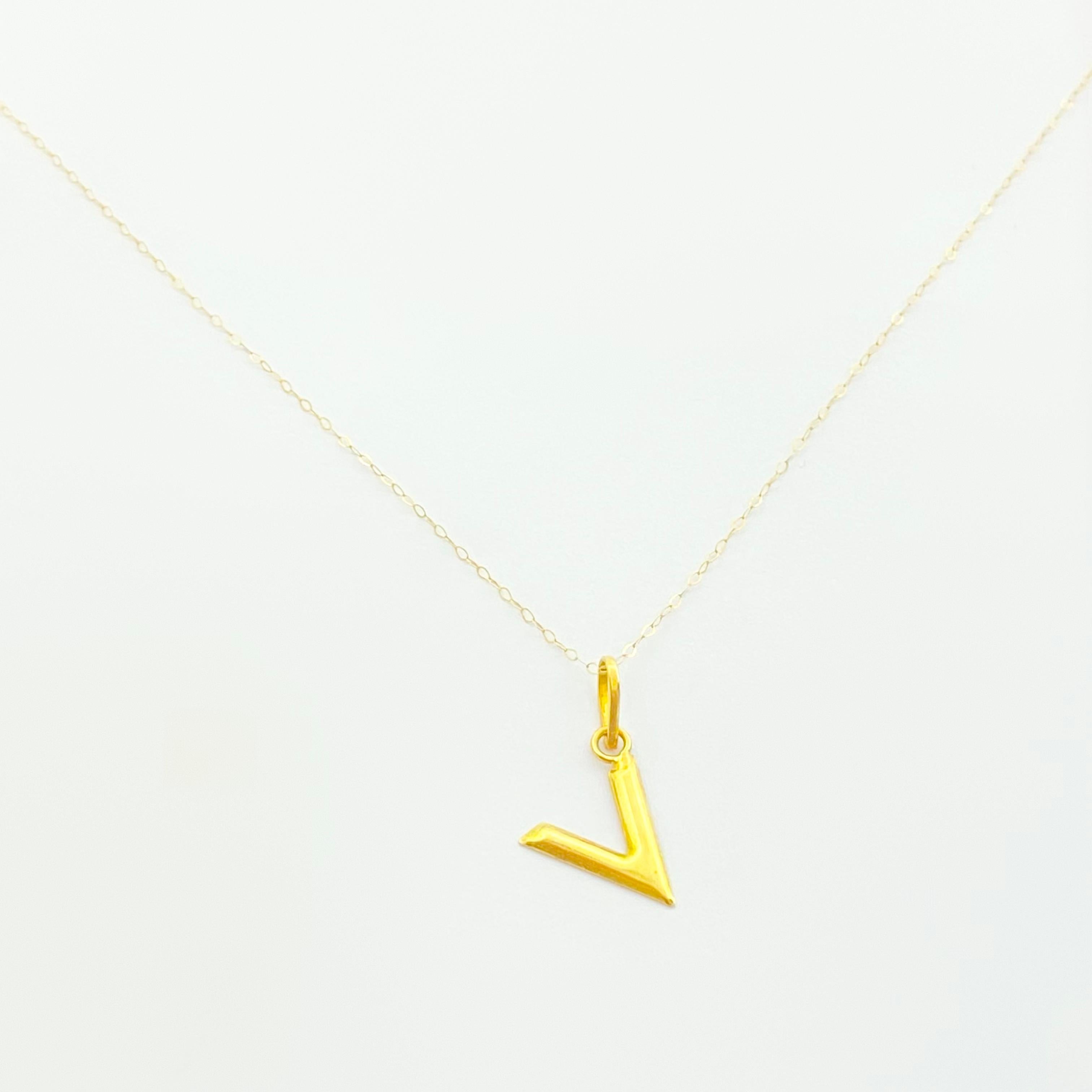 18K Real Gold V Necklace - Embellish Gold