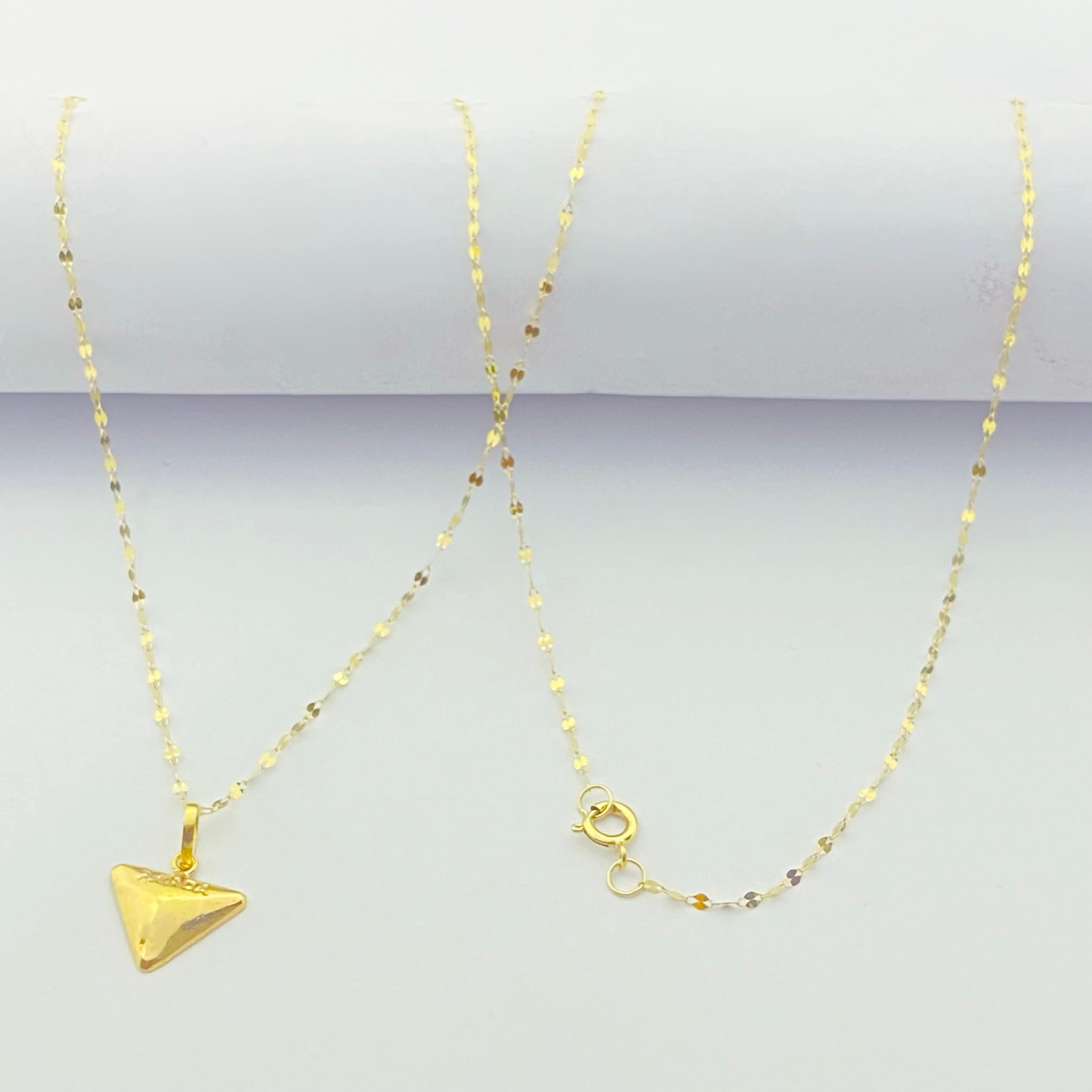 18K Real Gold Triangle Necklace - Embellish Gold