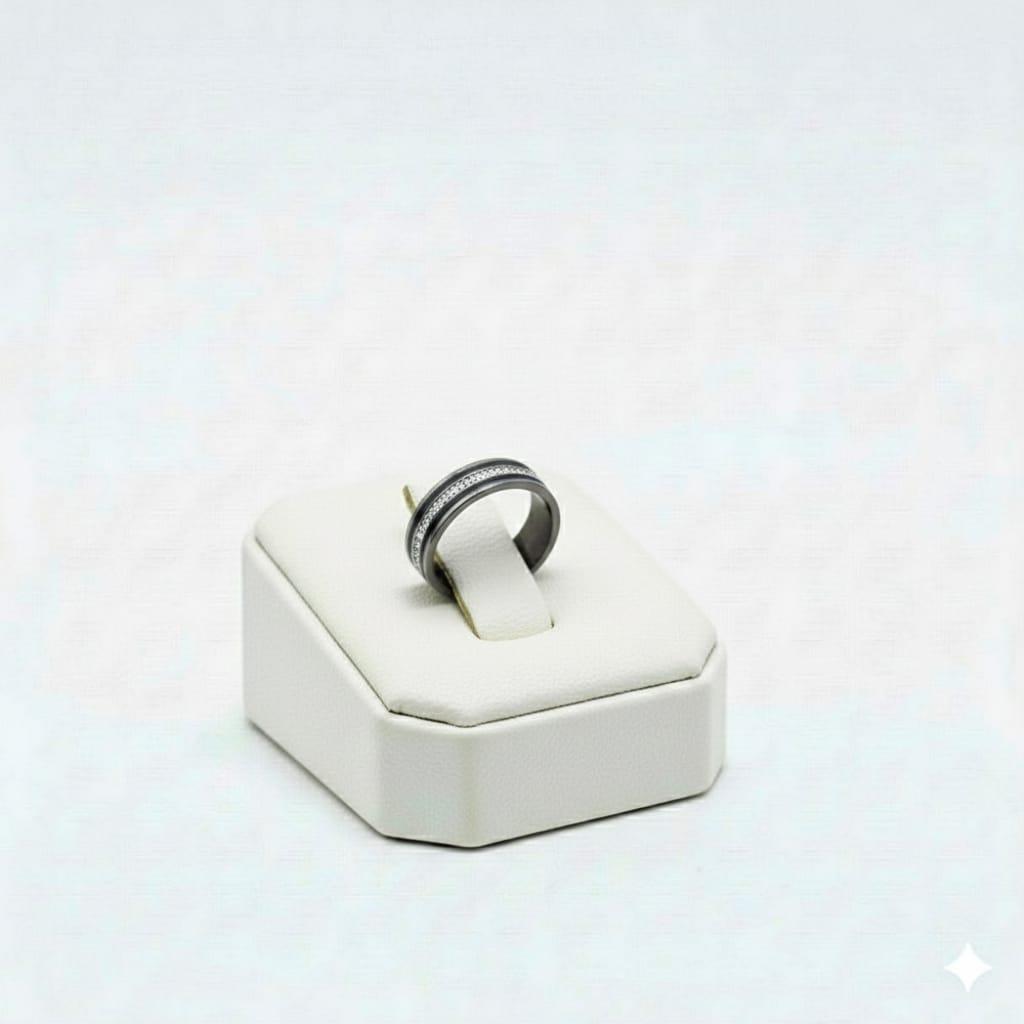 925 Silver 2 Black Line Ring