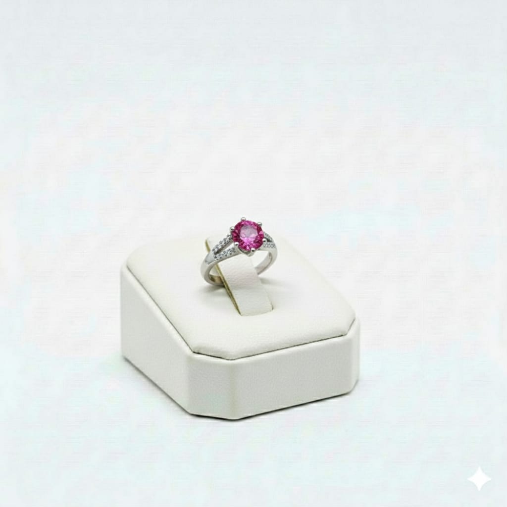 925 Silver 2 Line Ruby Stone Ring