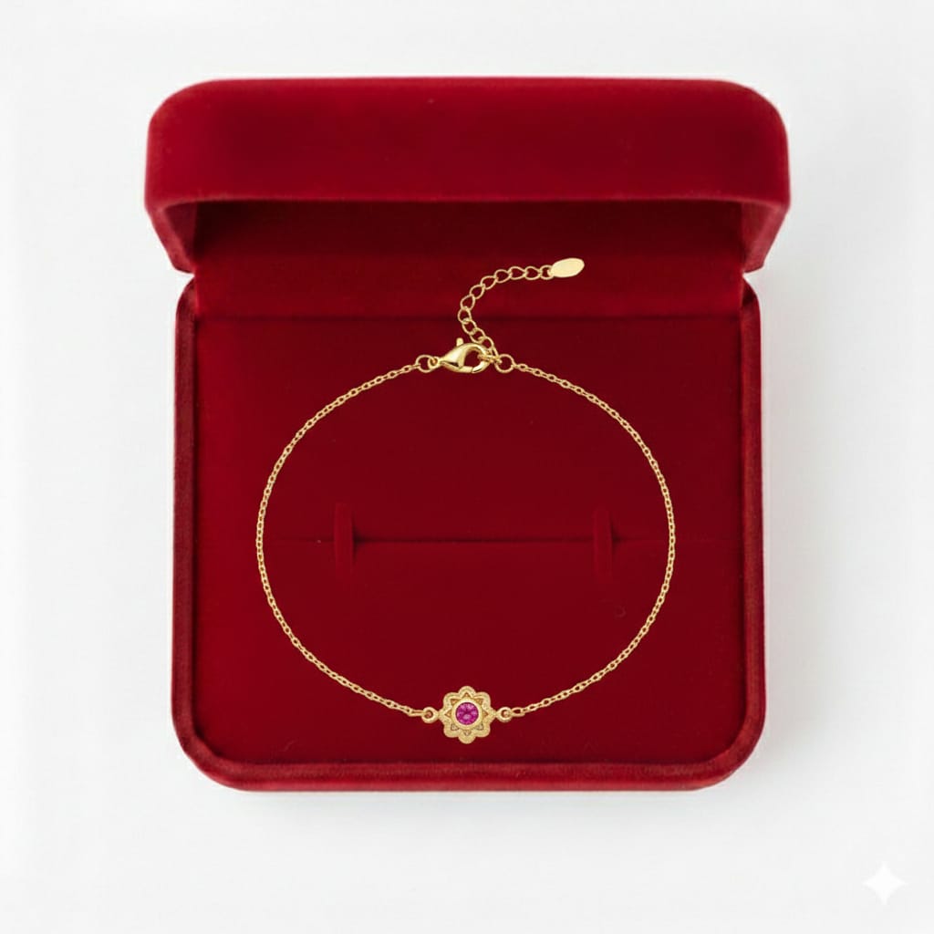 18K Real Gold Red Dragon Eye Bracelet