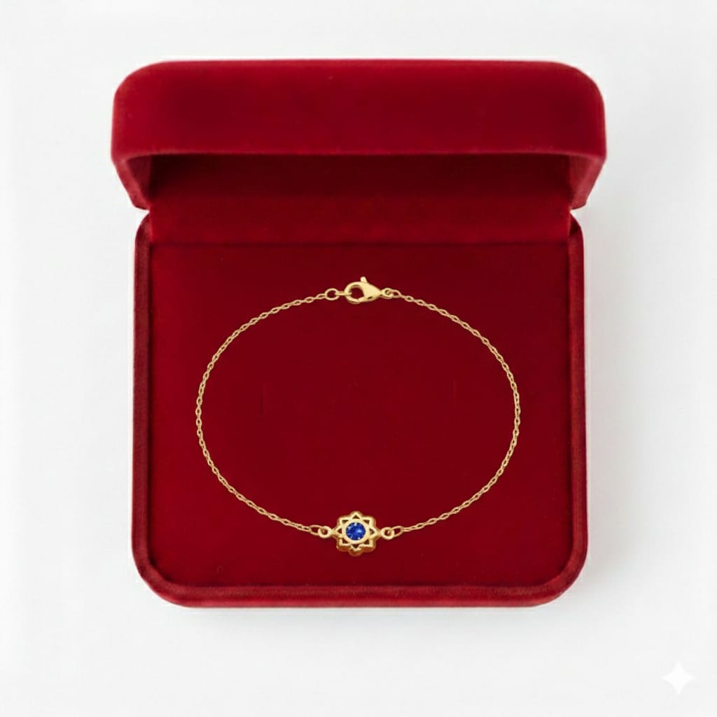 18K Real Gold Blue Sapphire Dragon Eye Bracelet-c