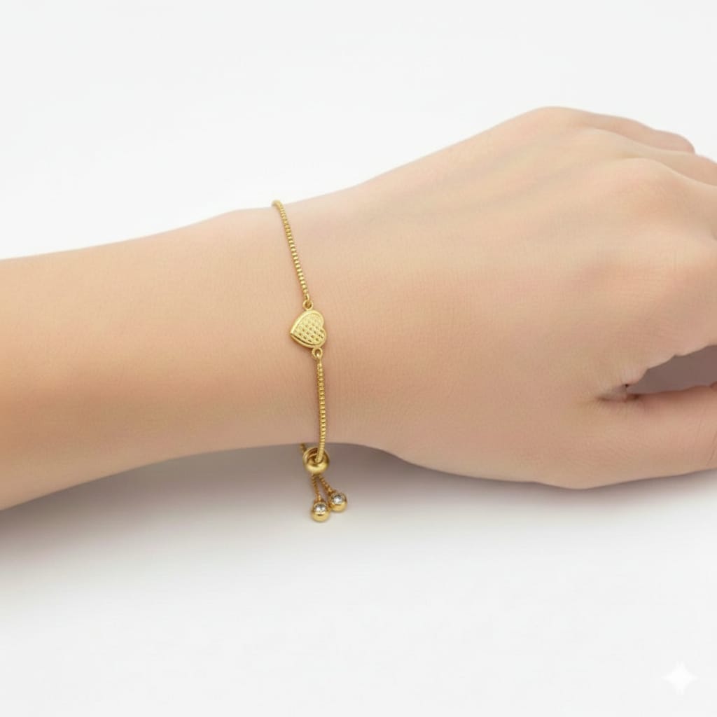 18K Gold Heart Pendant With Gold Plated Chains (No:03)