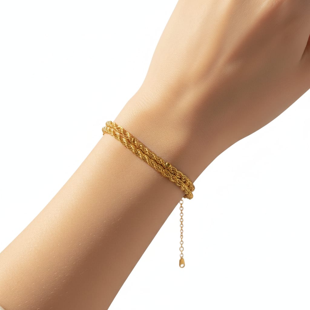 18K Real Gold Double Layer Rope Bracelet