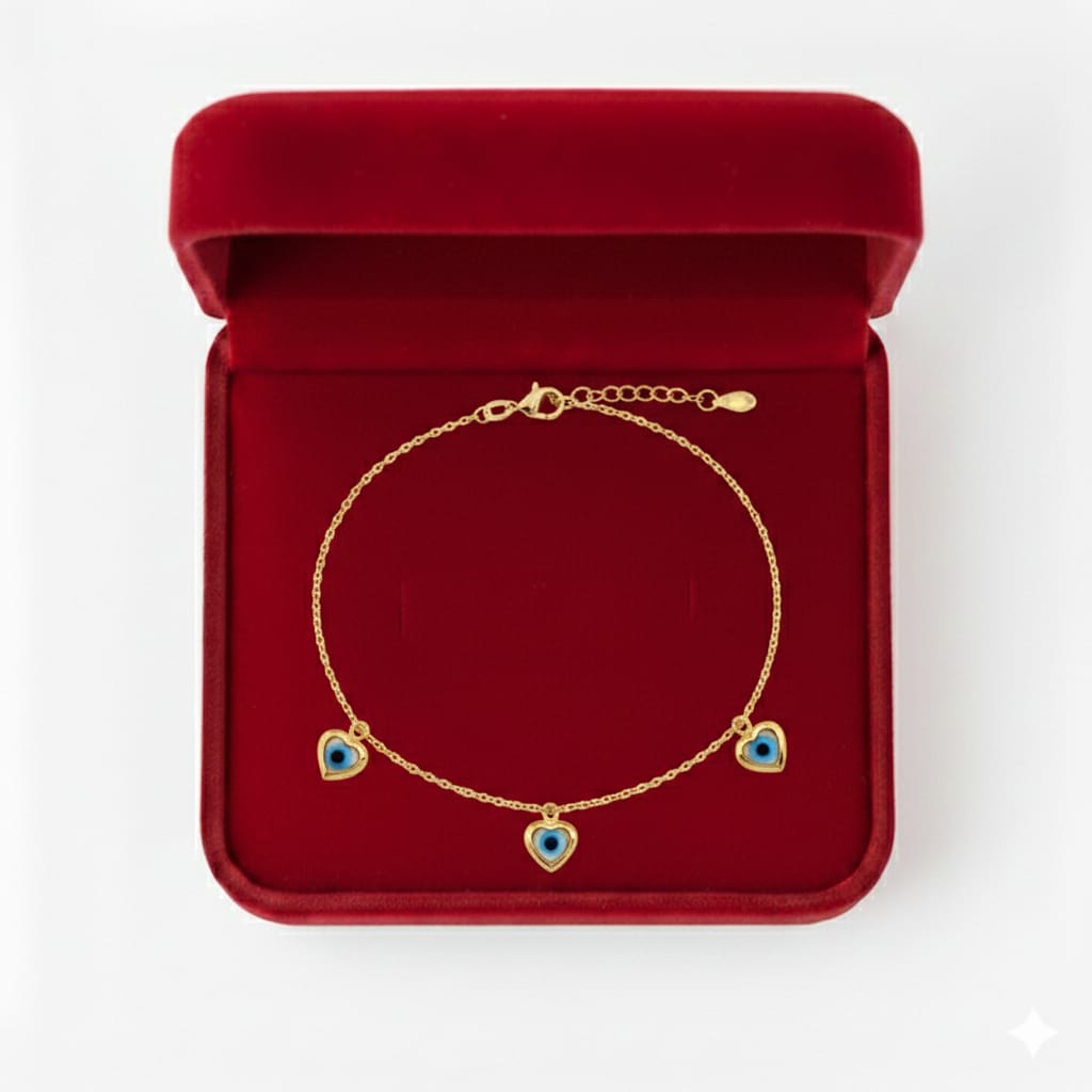 18K Real Gold Rope Chain Evil Eye Bracelet