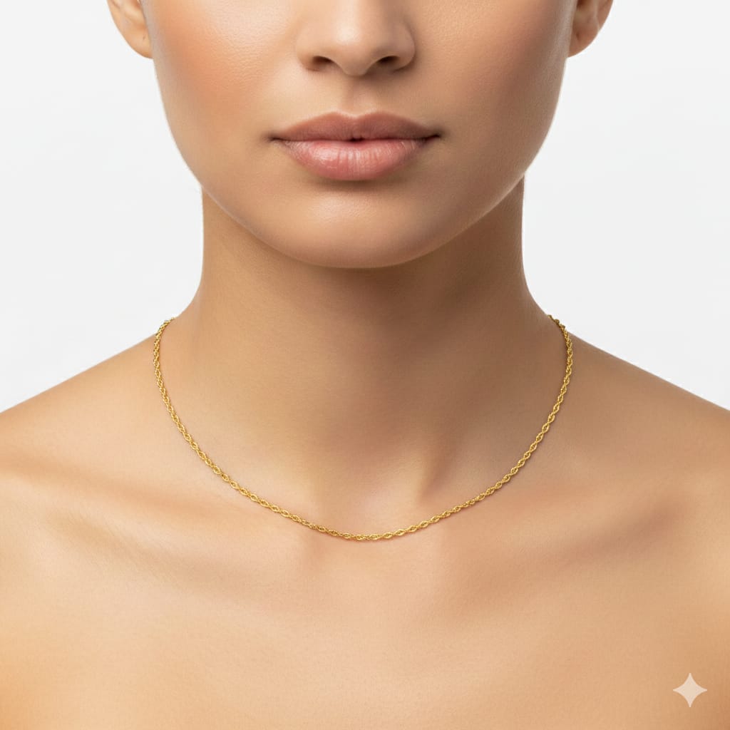 18K Real Gold Rope Chain