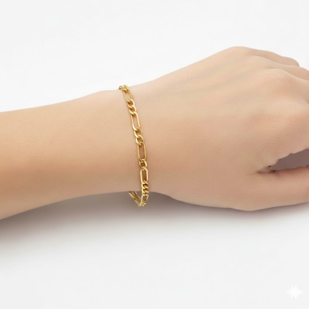 18K Real Gold Figaro Bracelet