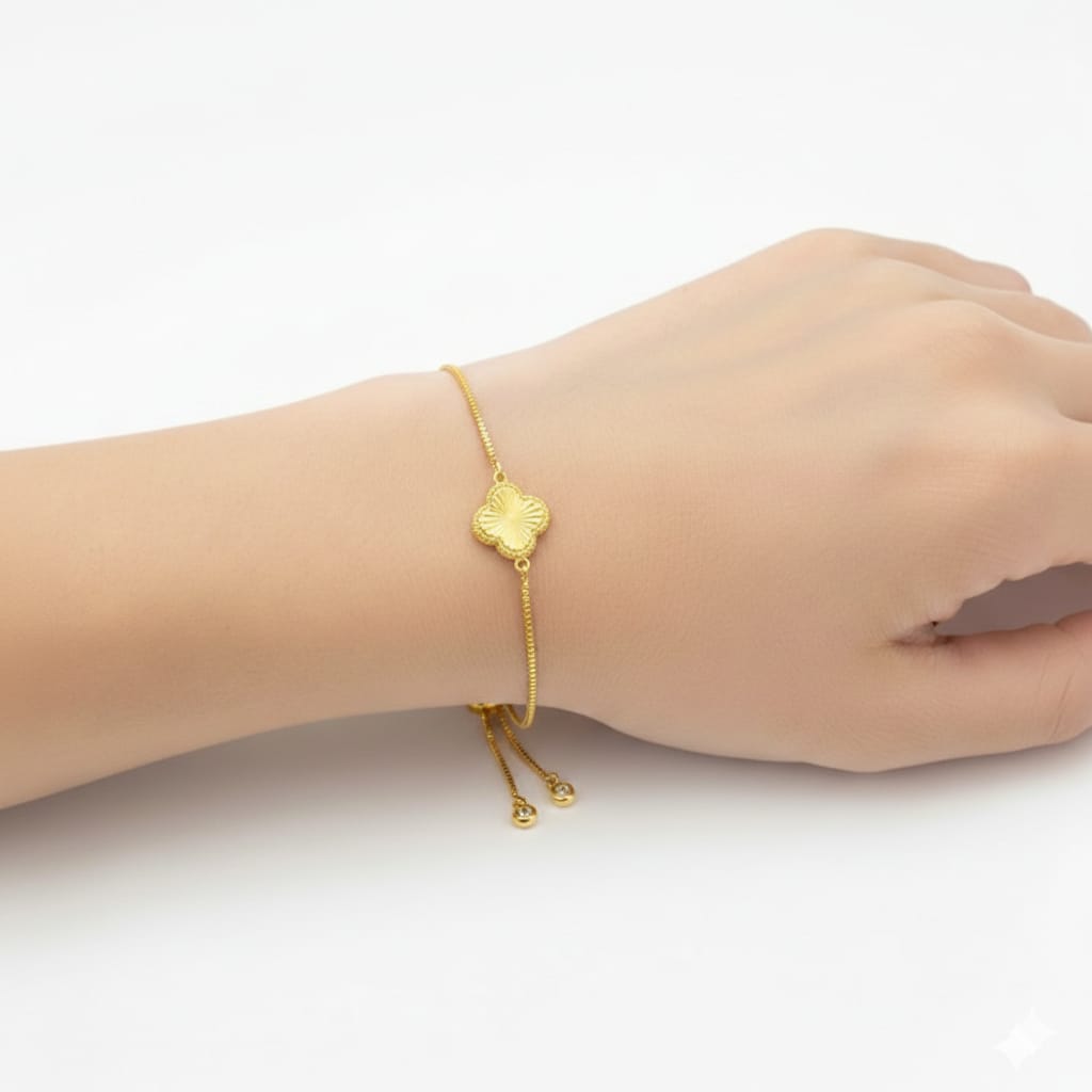 18K Real Gold Flower with Gold Plated Chain