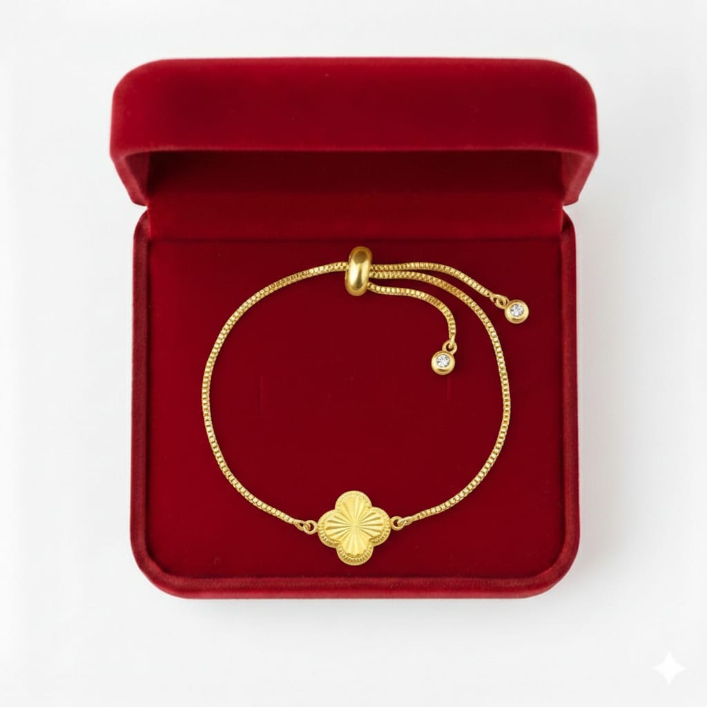 18K Real Gold Flower with Gold Plated Chain