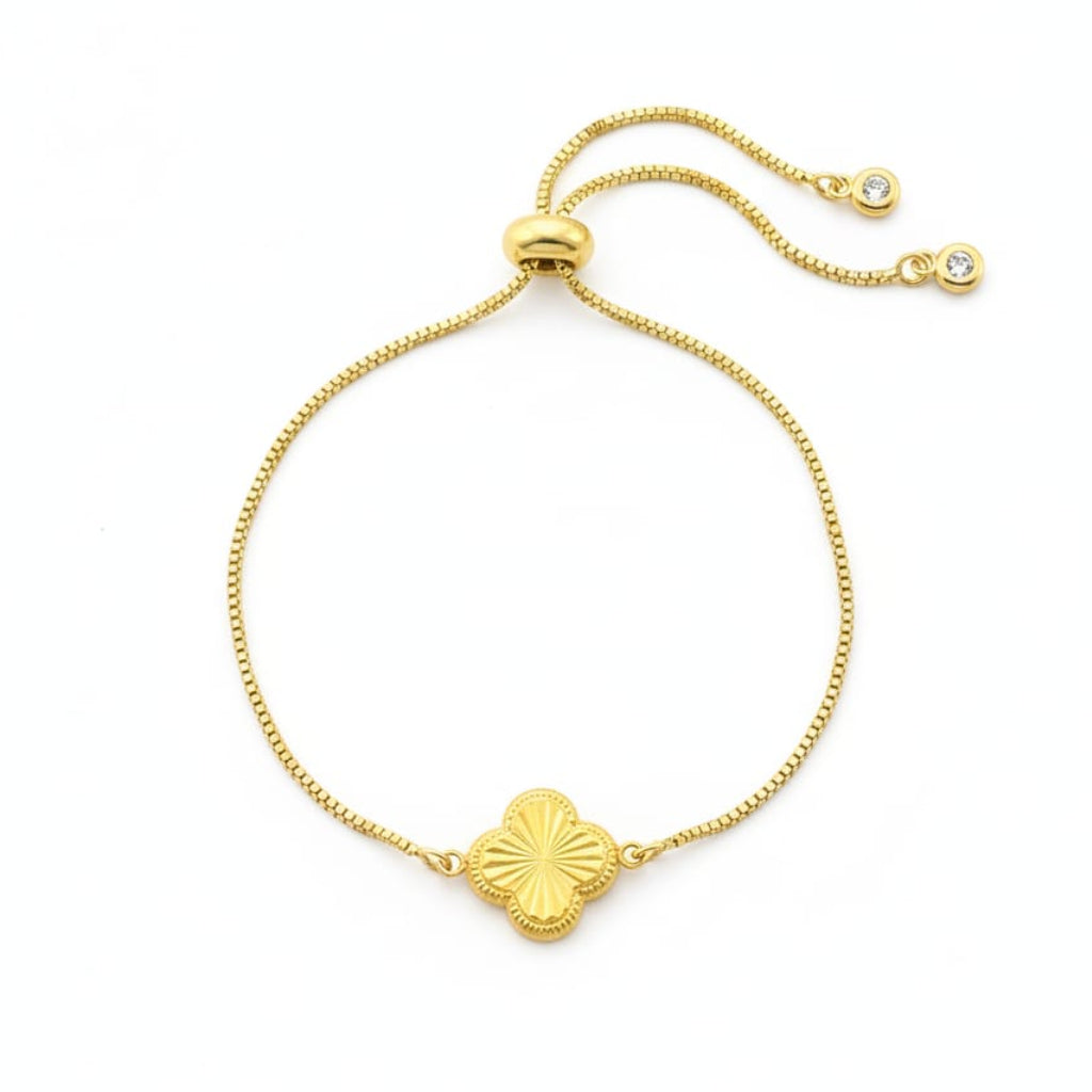 18K Real Gold Flower with Gold Plated Chain