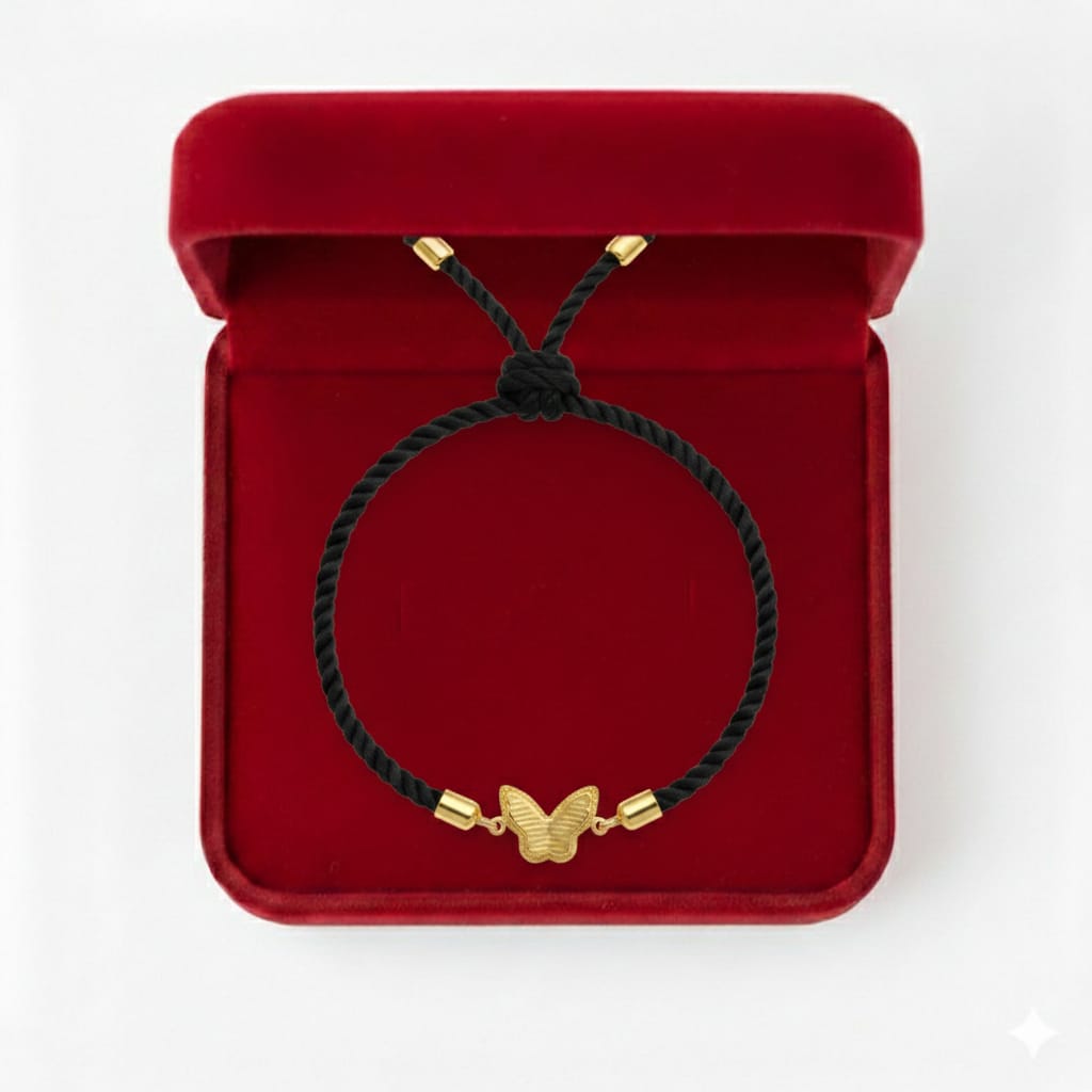18k Gold Butterfly Bracelet with thread charm
