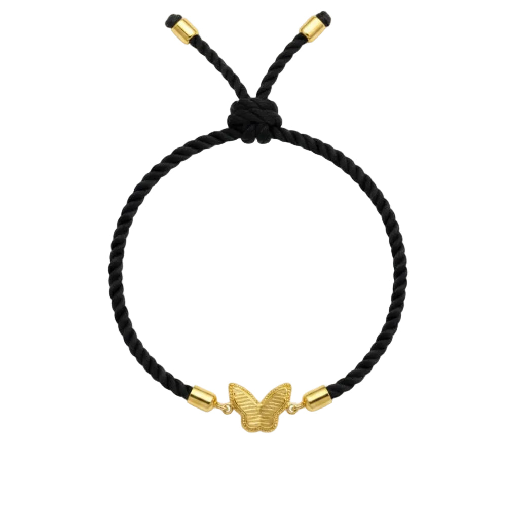 18k Gold Butterfly Bracelet with thread charm