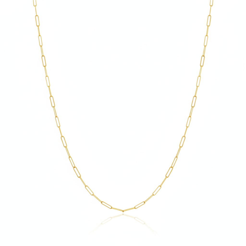 18K Real Gold Laser Paper Clip Chain