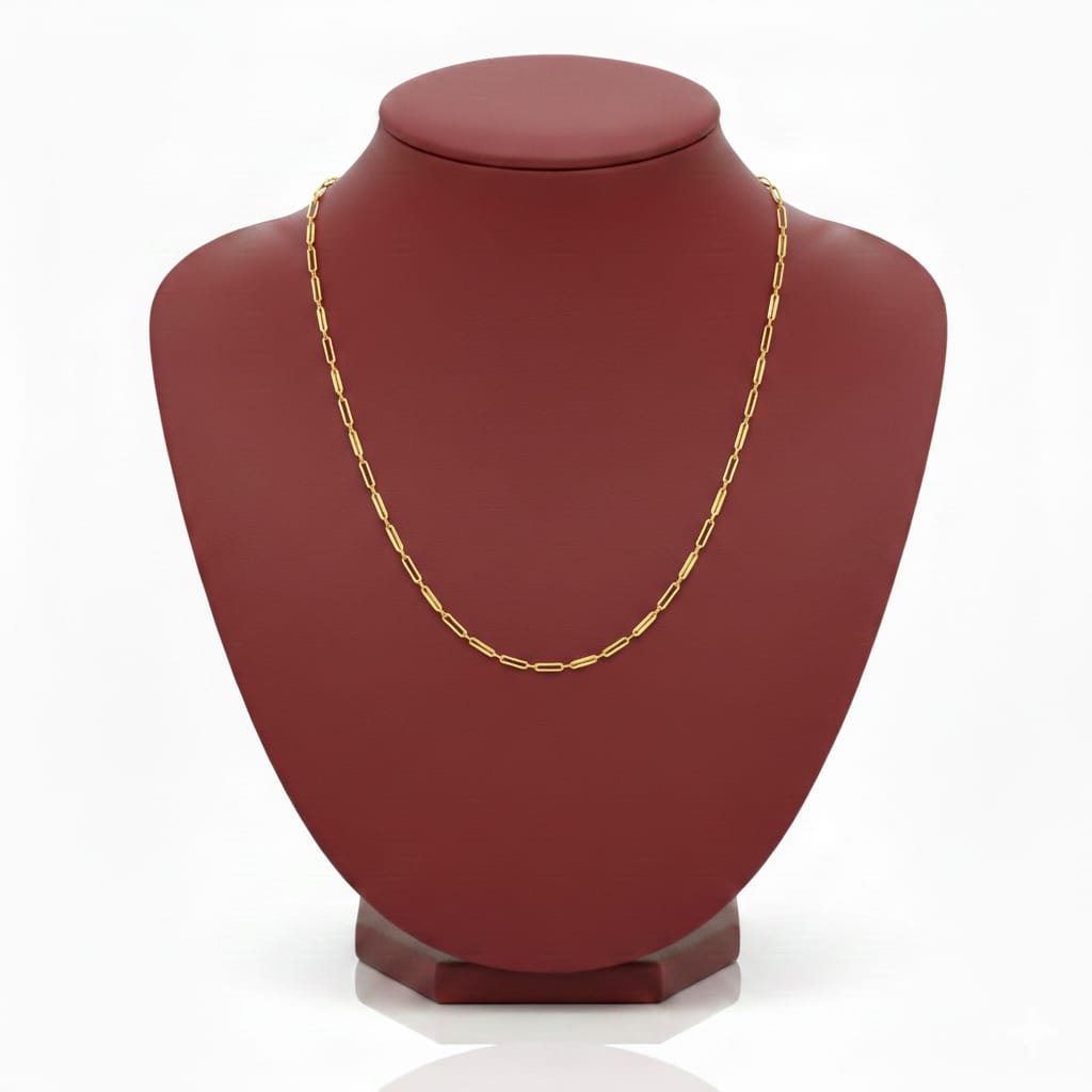 18K Real Gold Laser Paper Clip Chain